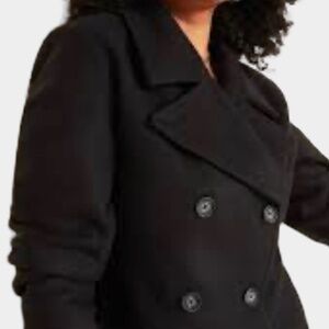 Old Navy Womens Black Button Up Fall Casual Office Peacoat - Sz-M